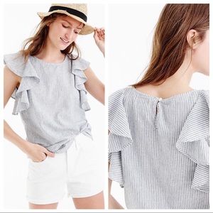 J. Crew Striped Ruffle Top